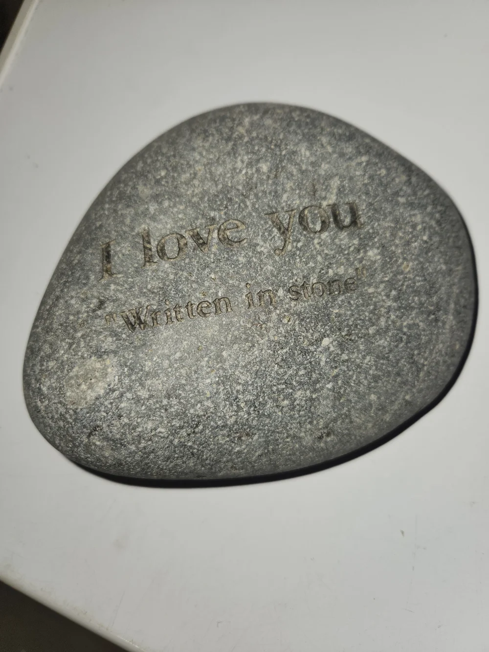 I Love You Engraved River Stone - Gray